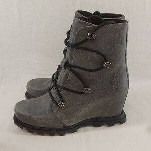 Gray Sorel Wedge Ankle Boots